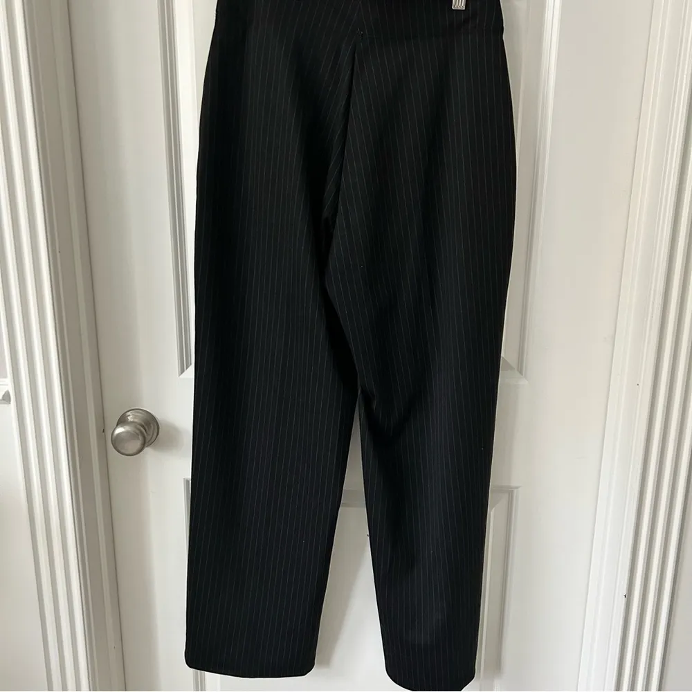 Max Studio Black Pinstripe Wide Leg Trousers Medium - Image 4