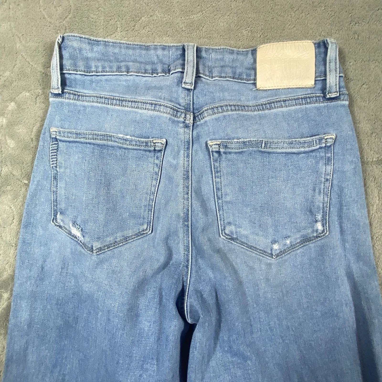 Paige Jeans 26 Petite Anessa Cropped Wide Leg Denim High Rise Hipster Trousers - Image 8