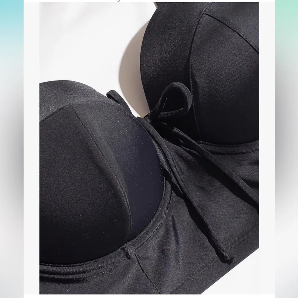 SMART & SEXY full bust black long line underwire push up bikini top 40D NWT - Image 5