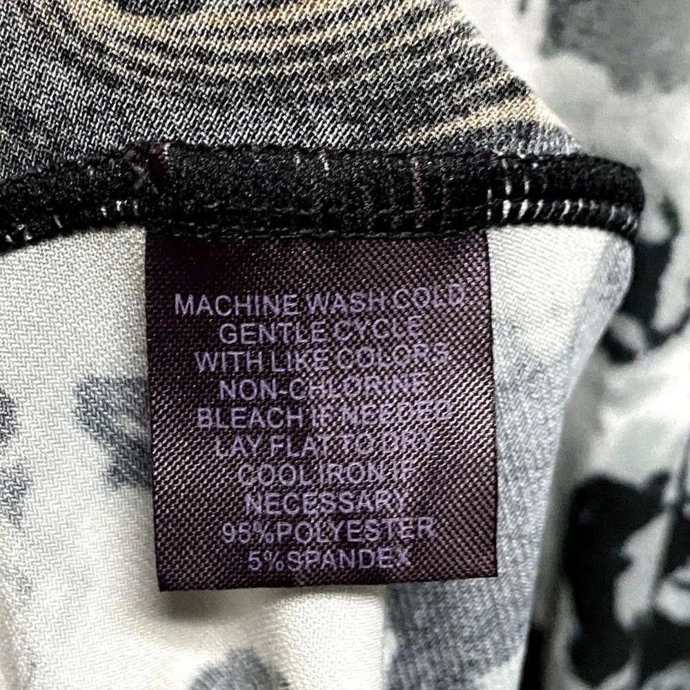 Hale Bob Women's Medium Paisley Floral Black Gray Patterned Ruched Sheath Dress - Image 2