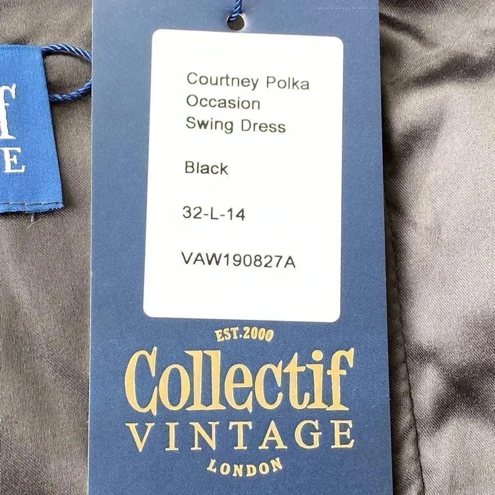 Collectif Courtney Polka Occasion Swing dress Black Size 10 - Image 12