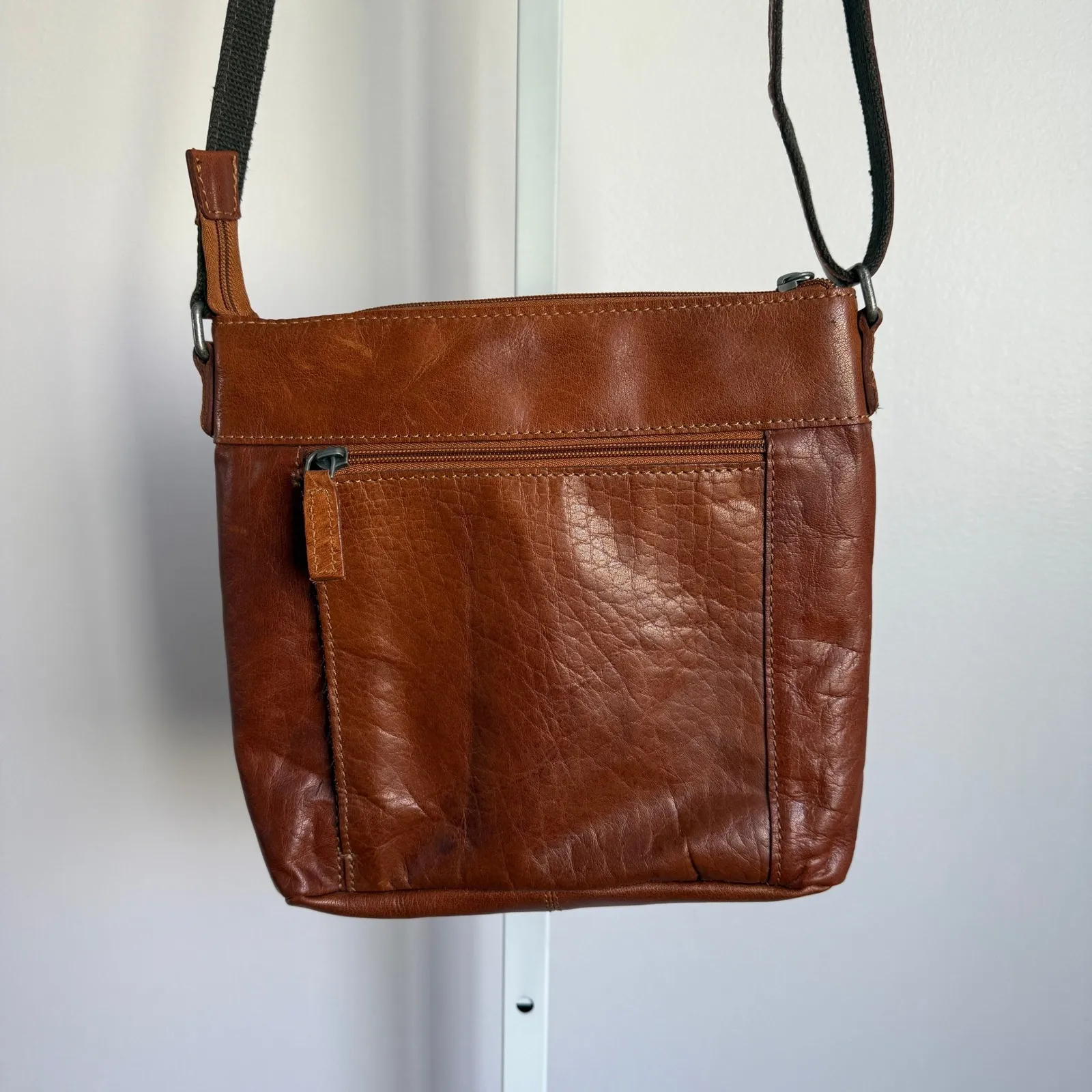 Jack Georges Leather Crossbody Bag Brown Multi‎ Pocket Shoulder Bag Purse - Image 7