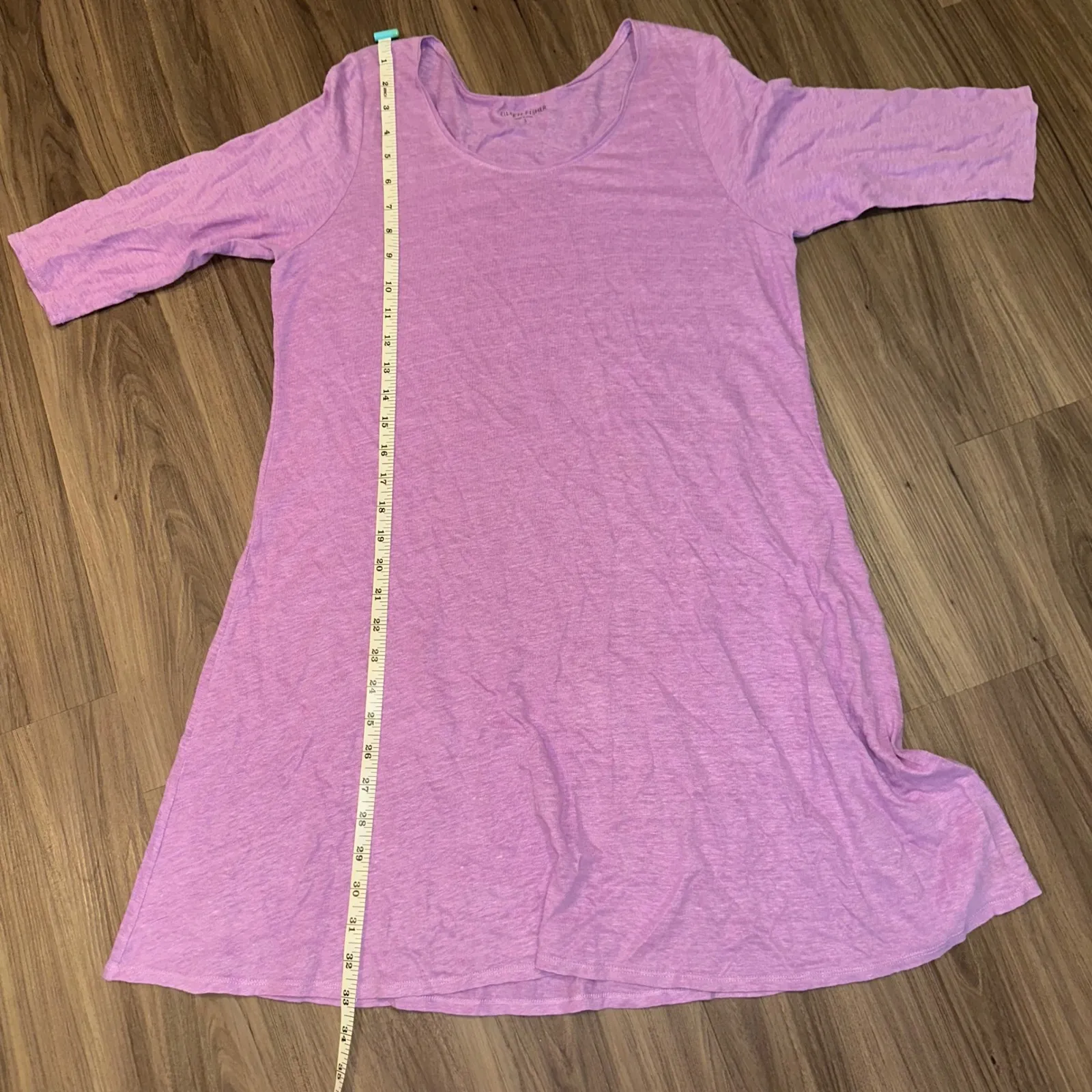 Eileen‎ Fisher Linen Dress Purple 3/4 Sleeve Knee Length Casual Comfort - Image 9