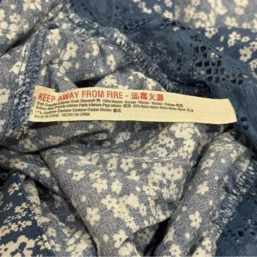 Free People Ditsy Floral Lace Bell Ruffle Sleeve Bodysuit Fairy Whimsical S - Image 9