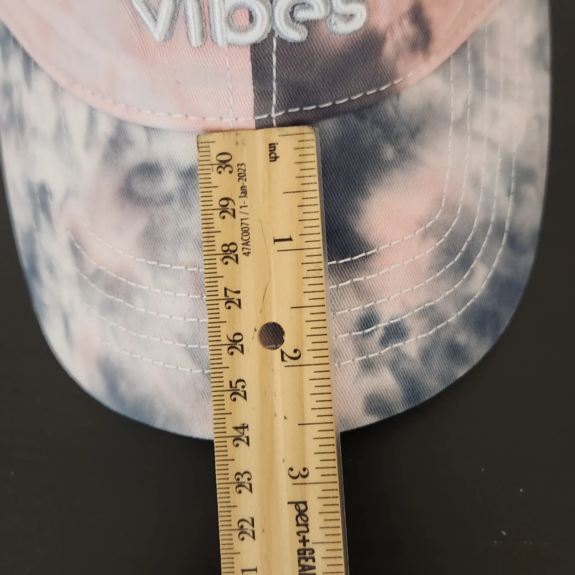 Lake Vibes Pink and Gray Tie Dye Baseball Hat One Size - Image 3