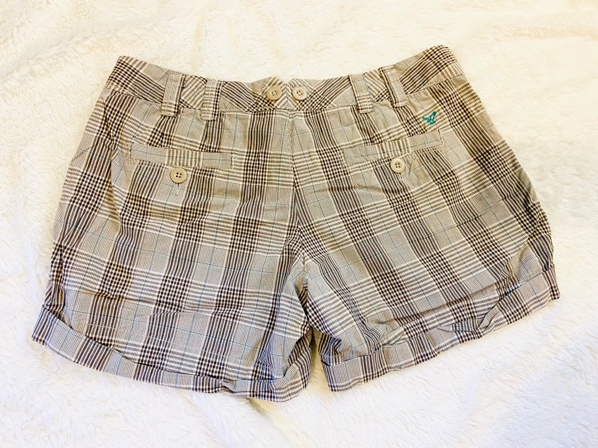 American eagle Y2K plaid Bermuda linen shorts - Image 2