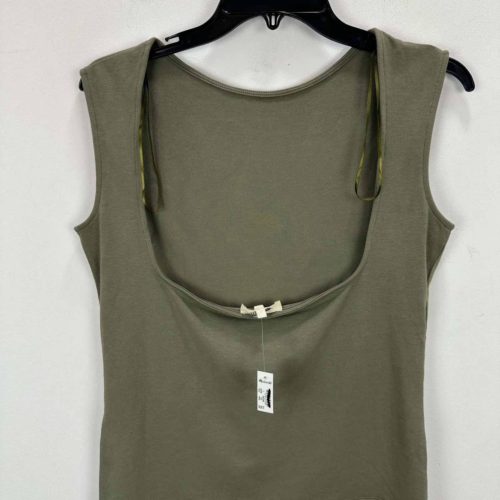 Madewell Low Back Tee Shirt Top Stretch Jersey Slim Faded Fatigue Khaki L NWT - Image 8