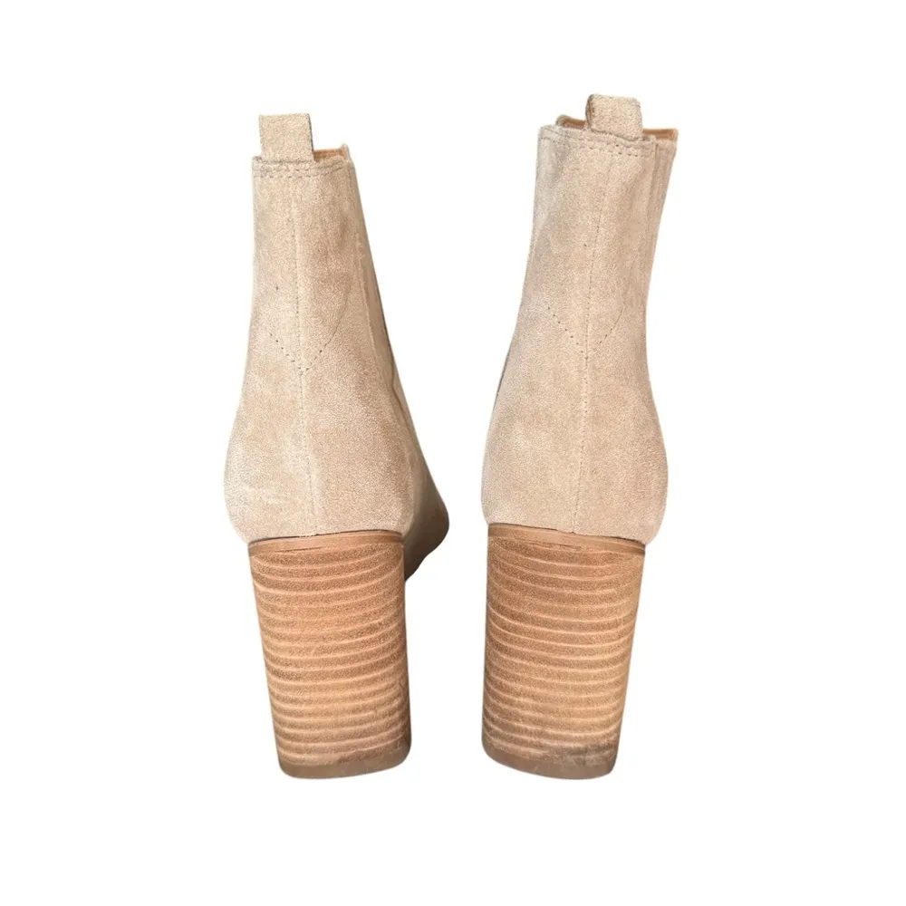 MARC FISHER OSHAY SUEDE LEATHER WESTERN BOOTIES NUDE SZ 9.5 chic boho country - Image 6