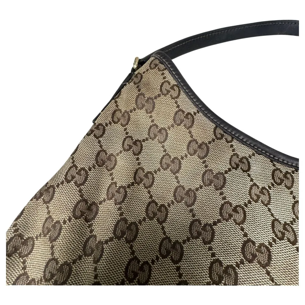 Gucci 169947 Monogram Hobo Dark Brown Canvas Shoulder Bag  READ DESCRIPTION - Image 6