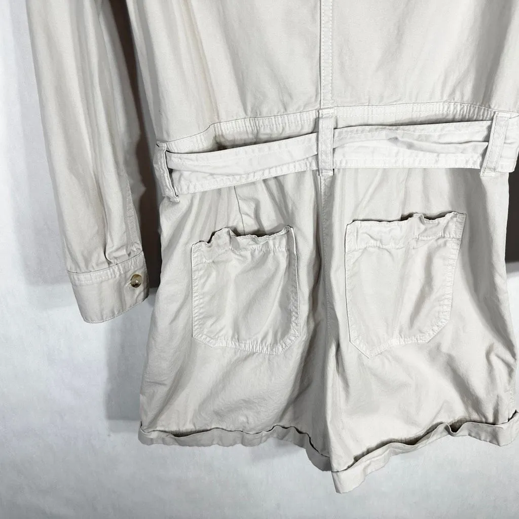 J Crew Size 6P Romper Foundry‎ Chino Short Coveralls Tan Jumpsuit Belted 1232 - Image 9