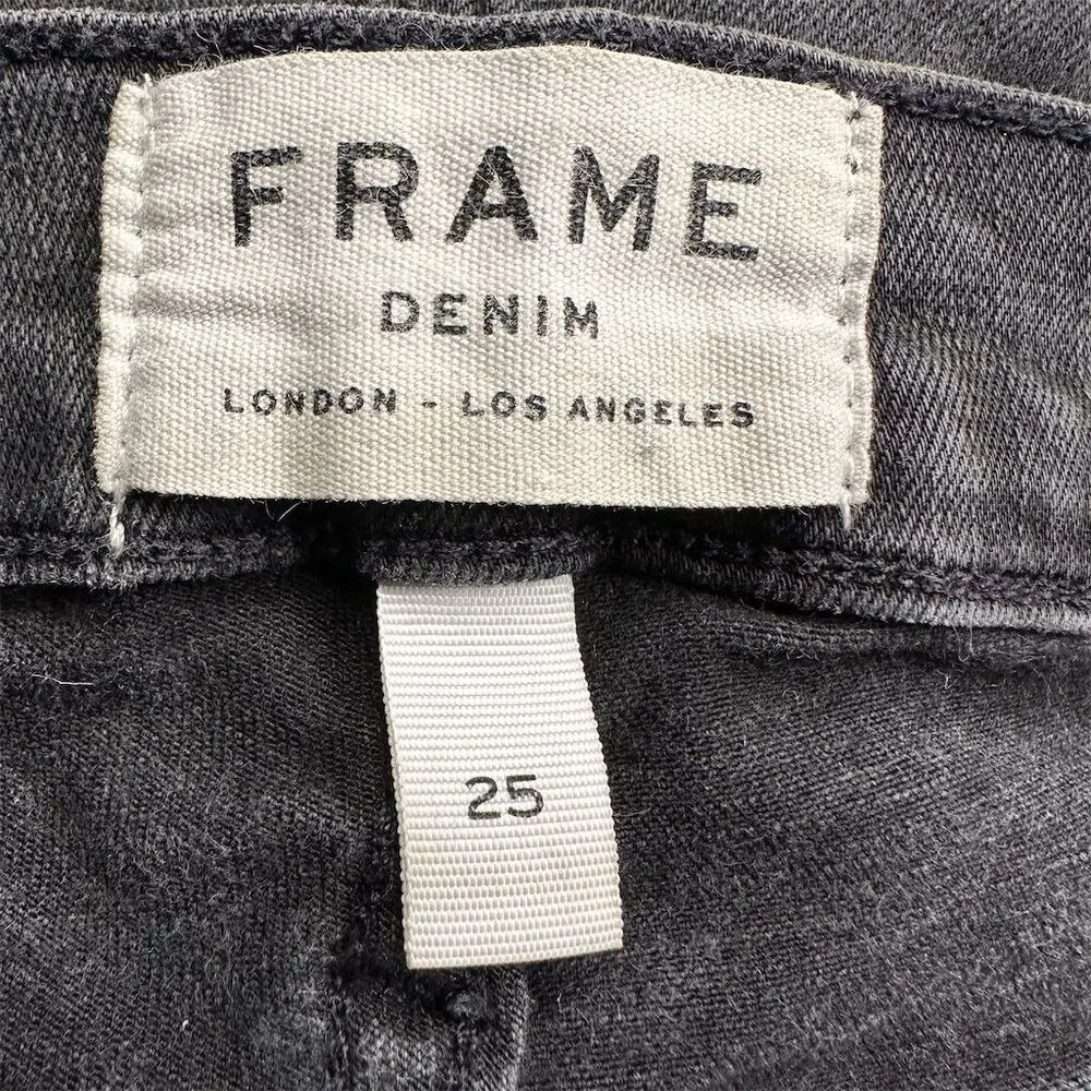 Frame Denim Women's Le Skinny de Jeanne Triangle Hem Skinny Jeans Size 25 Black - Image 5