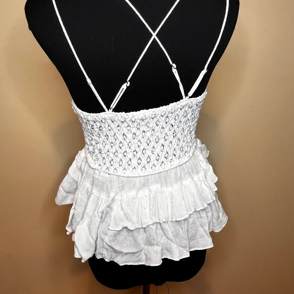 Free People Intimately Adella Lace Cami Size Small White Boho Festival Top - Image 8