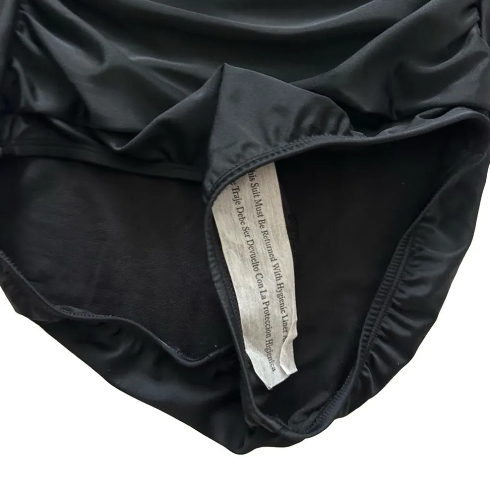 Kona Sol Swimsuit One Piece Black Crochet Flounce Strapless High Coverage Small - Image 9