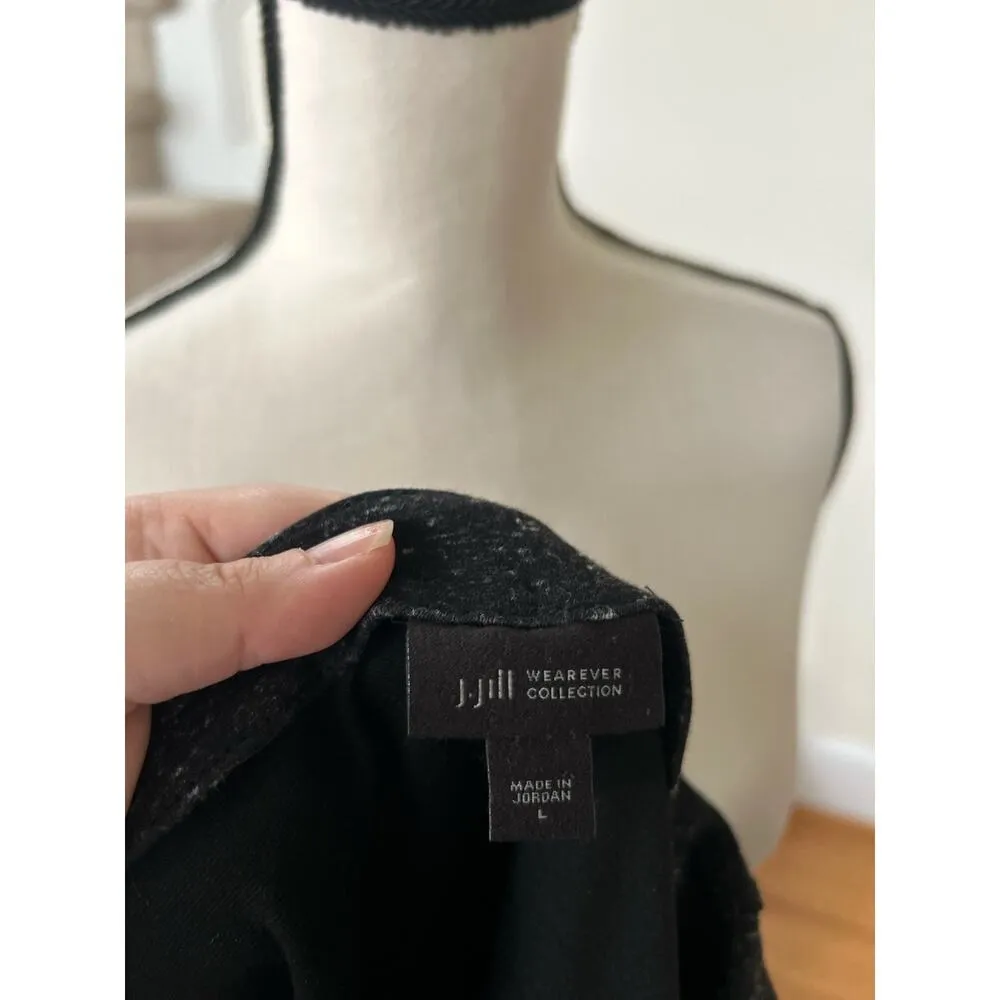 J.Jill Wearever Charcoal Grey Marled White Nub V-Neck Tunic - Image 4