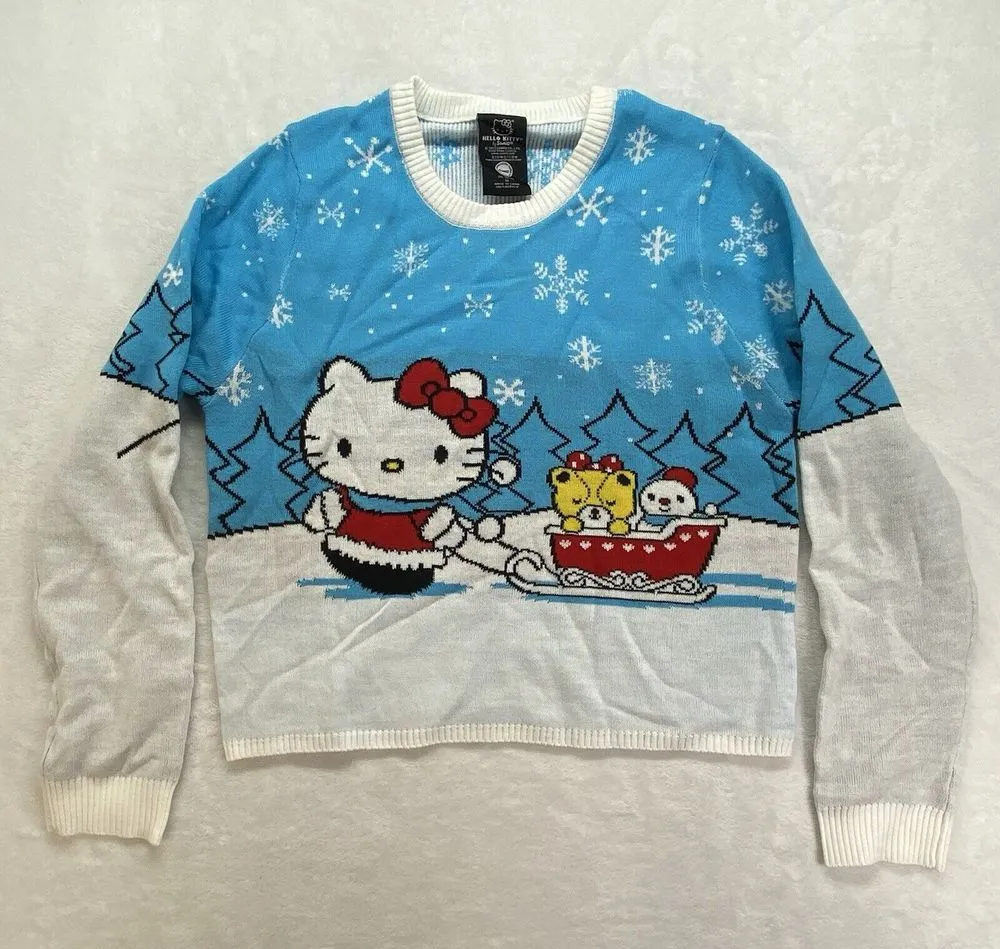 Sanrio Hello Kitty Sweater Junior M New with flaw Christmas winter holiday - Image 1