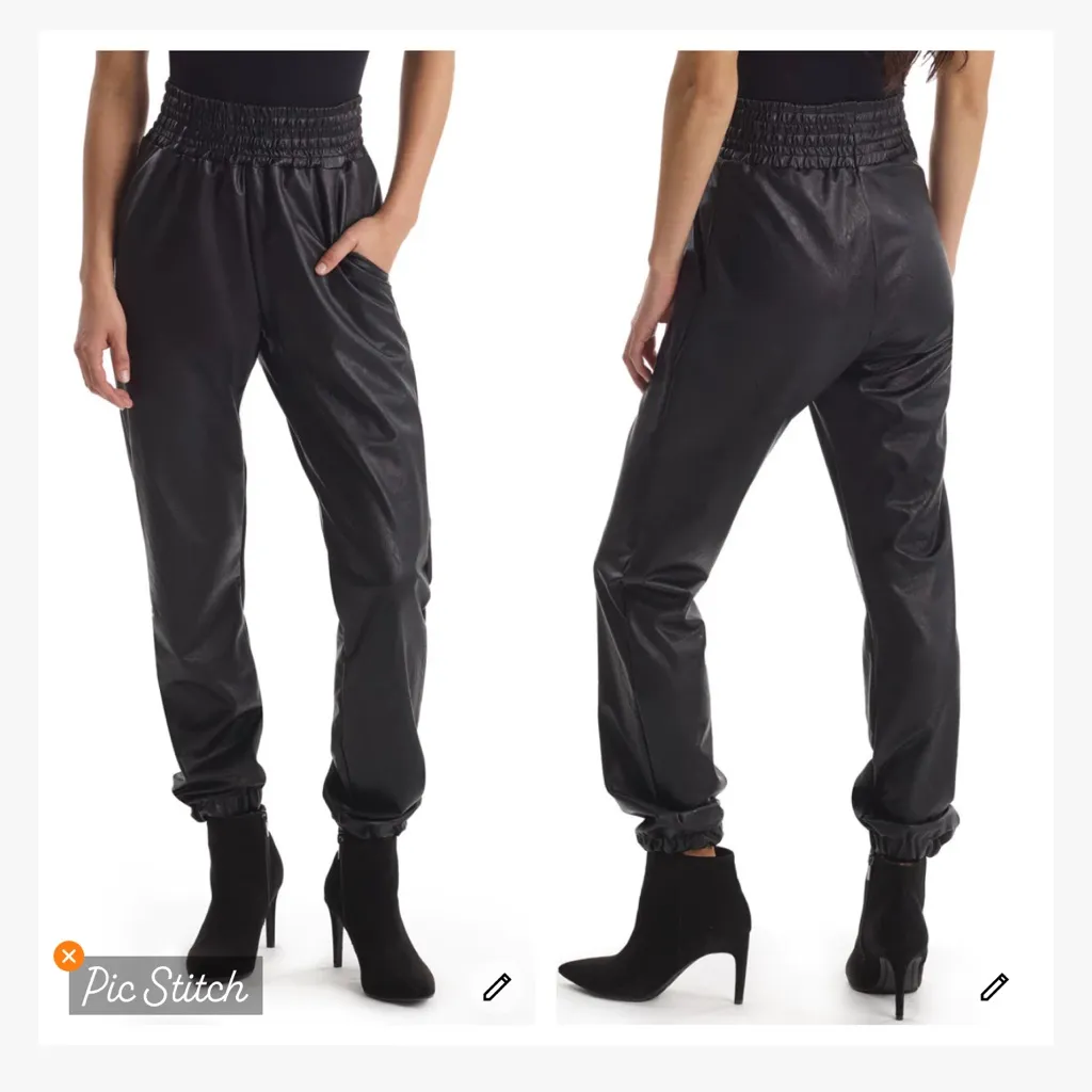 Commando Faux Leather Smocked Waist Joggers - Image 2
