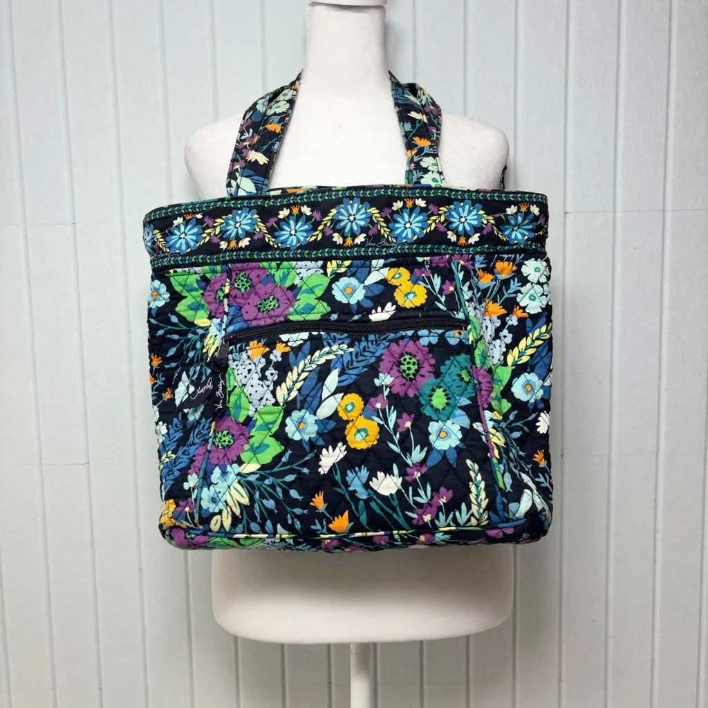 Vera Bradley Multicolor Quilted Garden Floral Blue Green Yellow Tote - Image 6