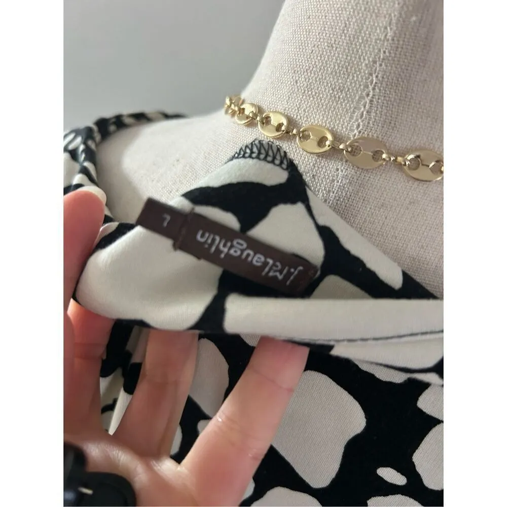 J. McLaughlin Ponte Knit Mackenzie Tunic in Black and Cream Giraffe Print Size L - Image 4