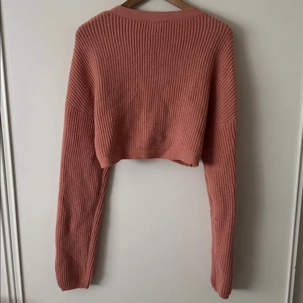 For Love & Lemons L Reese Coral Pink Button-Up Cropped Cardigan - Image 7