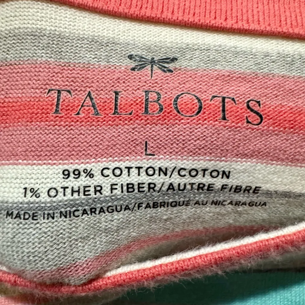 Talbots L Striped Long Sleeve Top Cotton Metallic Thread - Image 6