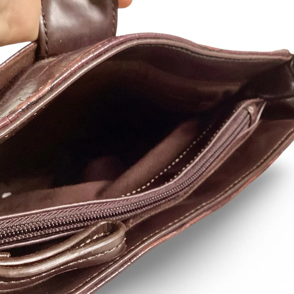 Faux Croc Leather Shoulder Bag Brown - Image 5