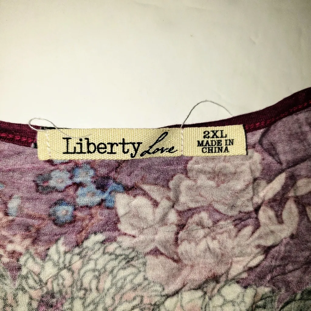 Womens Plus‎ Size 2X 18 20 Plum Floral Lattice Arm Top Shirt Purple Sexy - Image 3