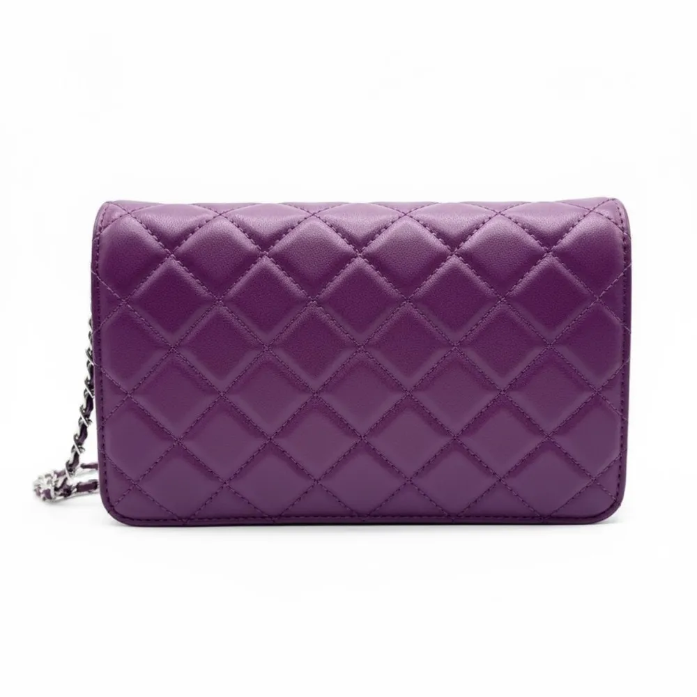 Badgley Mischka Crossbody Bag Plum Diamond Quilt New With Tags - Image 2