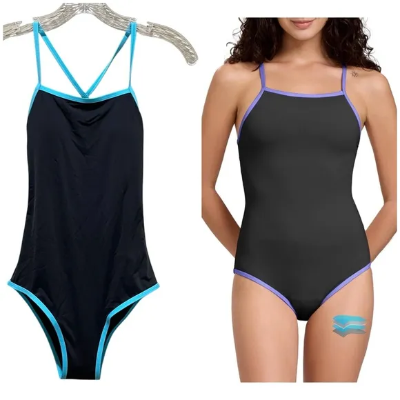Beautikini Period Swimwear Racerback One Piece Bathing Suit Black Blue Size XS - Image 2