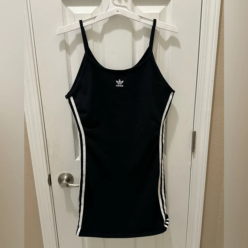 ADIDAS Black Tennis Dress with White Stripes Size Large - Image 9