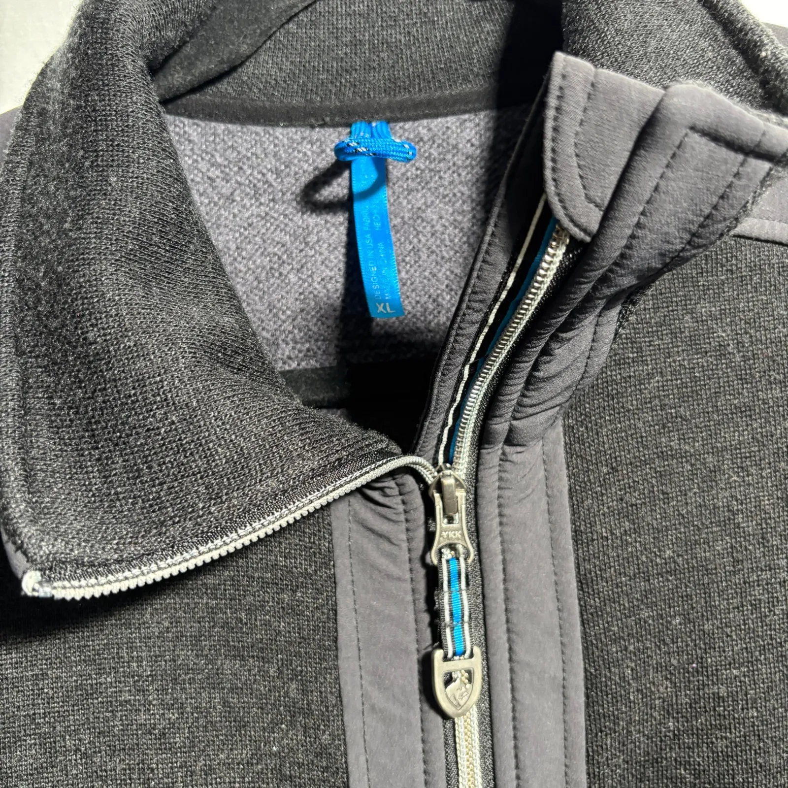 KUHL Winterther FZ Fleece Jacket Full Zip Black Gray Womens XL Wool Blnd Pockets - Image 5