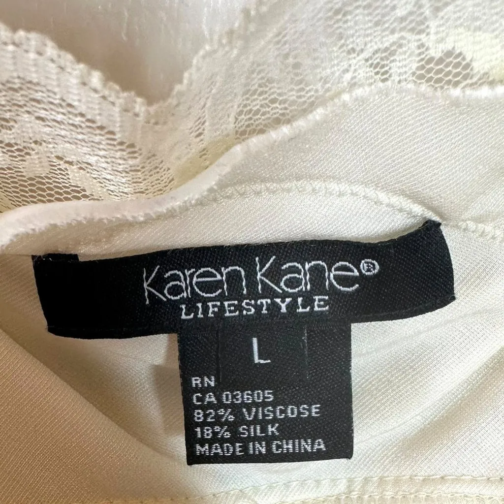 Vintage Y2K Ivory Velvet & Lace Beaded Cami Top Karen Kane Size Large - Image 5