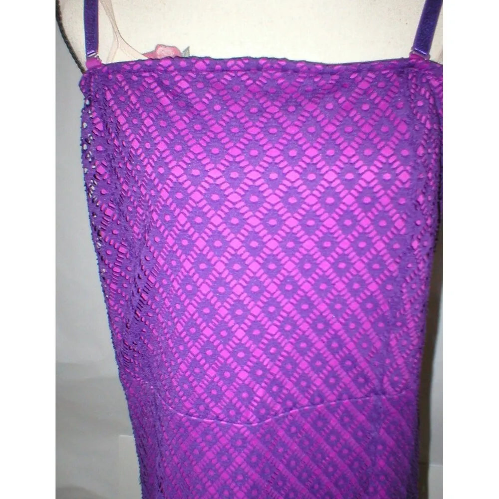 New Lane Bryant Womens Dress 26 Purple Dark Light Plus Tank Strapless Adjustable - Image 2