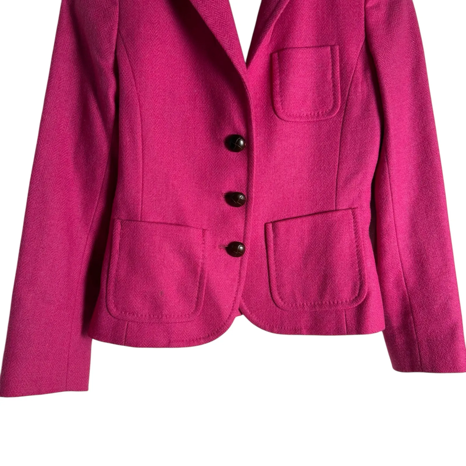 J.Crew Wool Black Jacket Blazer Robert Noble Scottish Cloth Hot Pink Sz 0 - Image 3