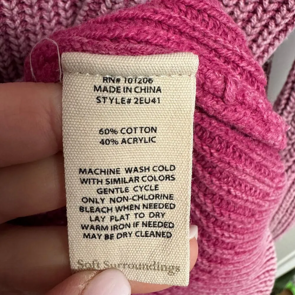 Soft Surroundings Womens Wilde Fiery Fuchsia Pink V Neck Sweater Size Medium - Image 6