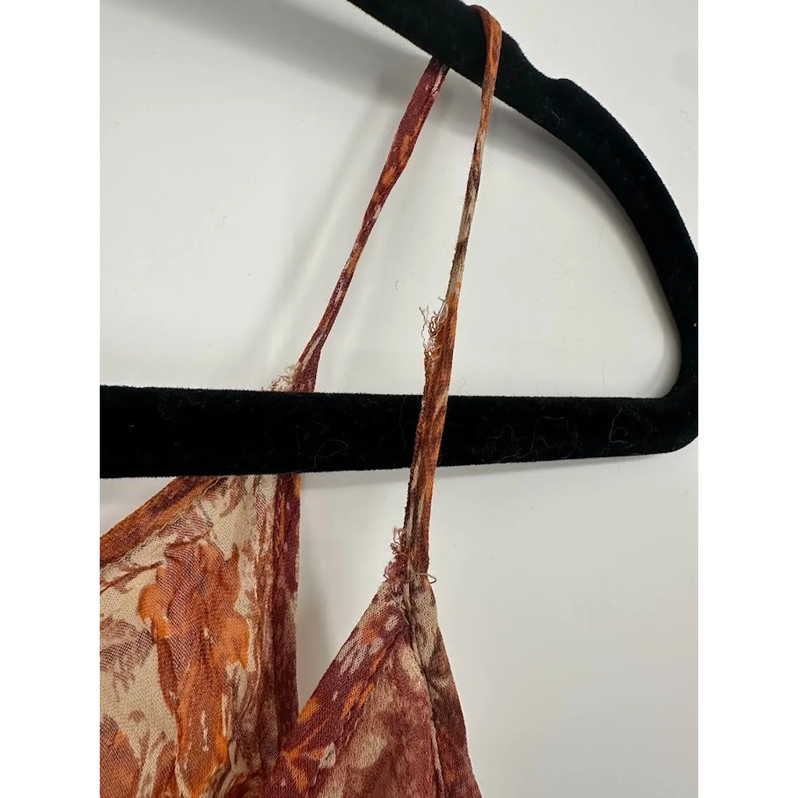 Vintage April Why Not Y2K Tank Top Babydoll Floral Boho Hippie Festival Large Brown - Image 3