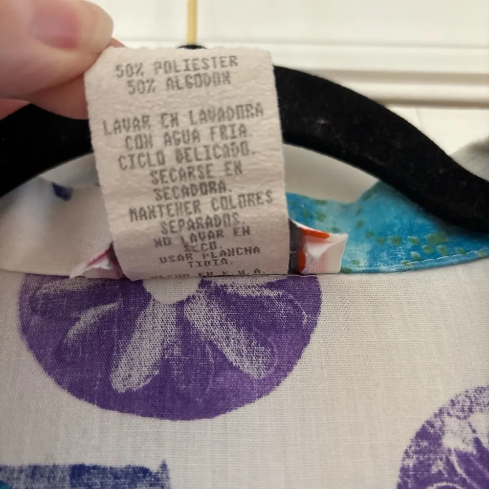 Vintage Act III Made in USA Button Up‎ Cuffed Floral Seashell Shirt Size XL 16 White - Image 4