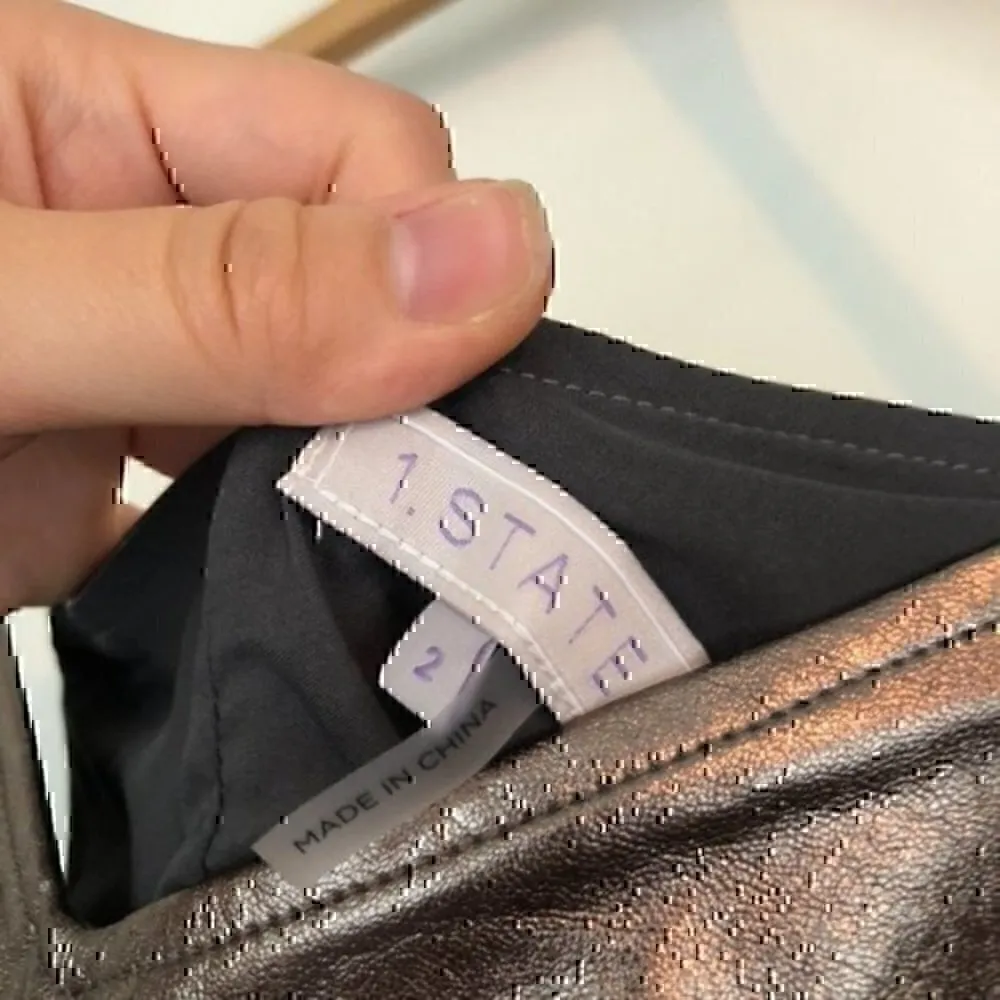 NEW NWT 1.STATE Spaghetti Strap Metallic Slip Dress Silver Vegan Faux Leather 2 - Image 9