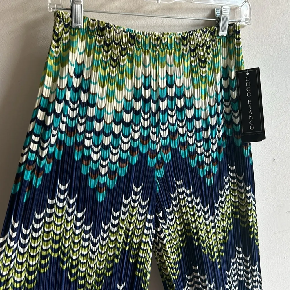Coco Bianco  Palazzo Chevron Peacock Pants Size Small NWT - Image 7