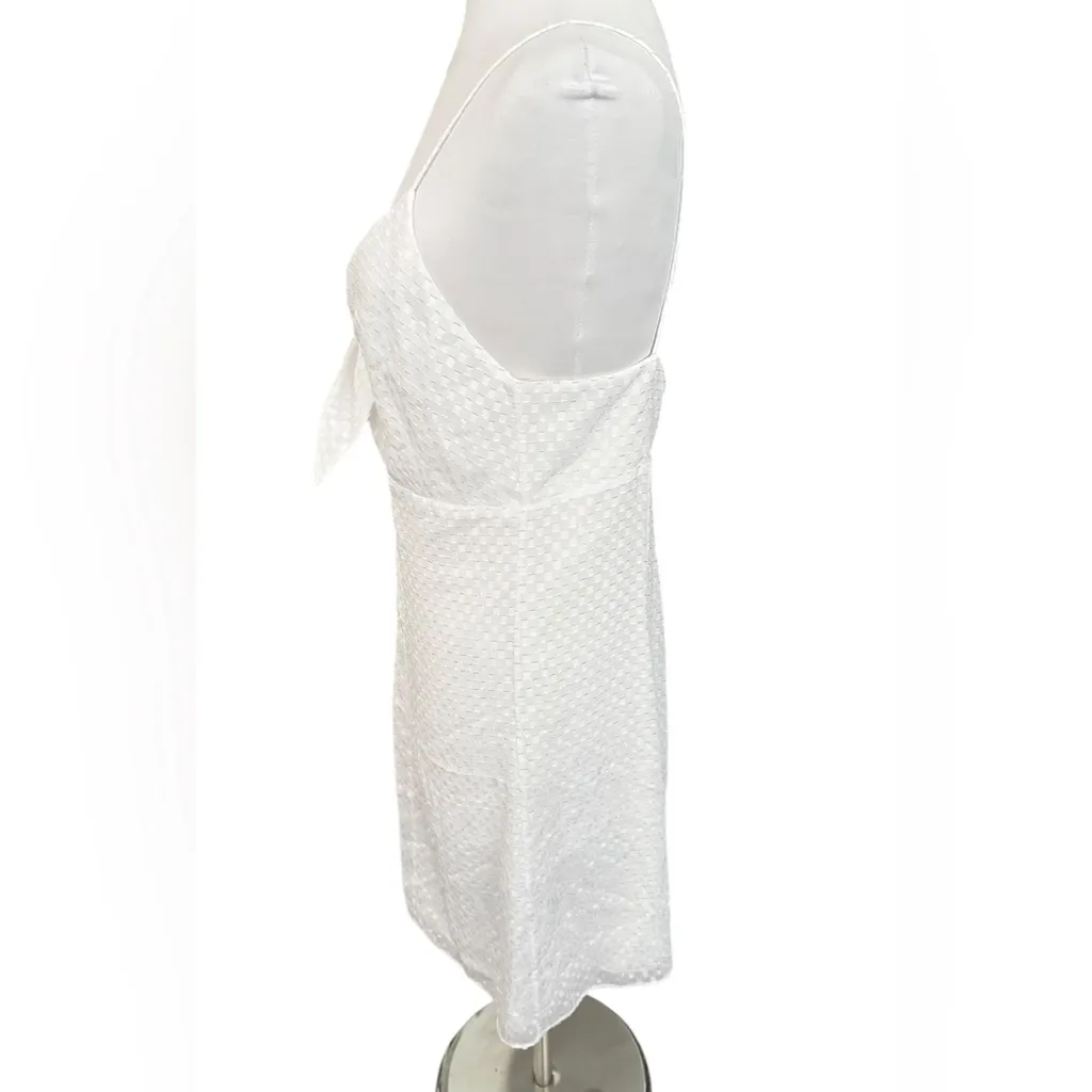 Alice + Olivia White Roe Tie Front Textured Mini Flare Slip Dress Size 12 NEW - Image 7