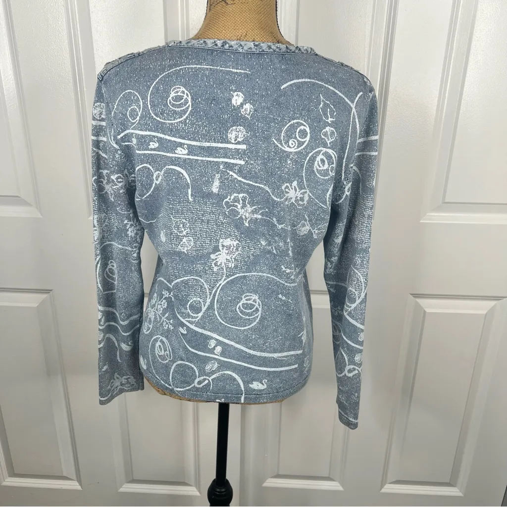 Sz M Piece of Blue Blue Artistic Button Up Cardigan 100% Cotton NWOT $233 MRP Size M - Image 9