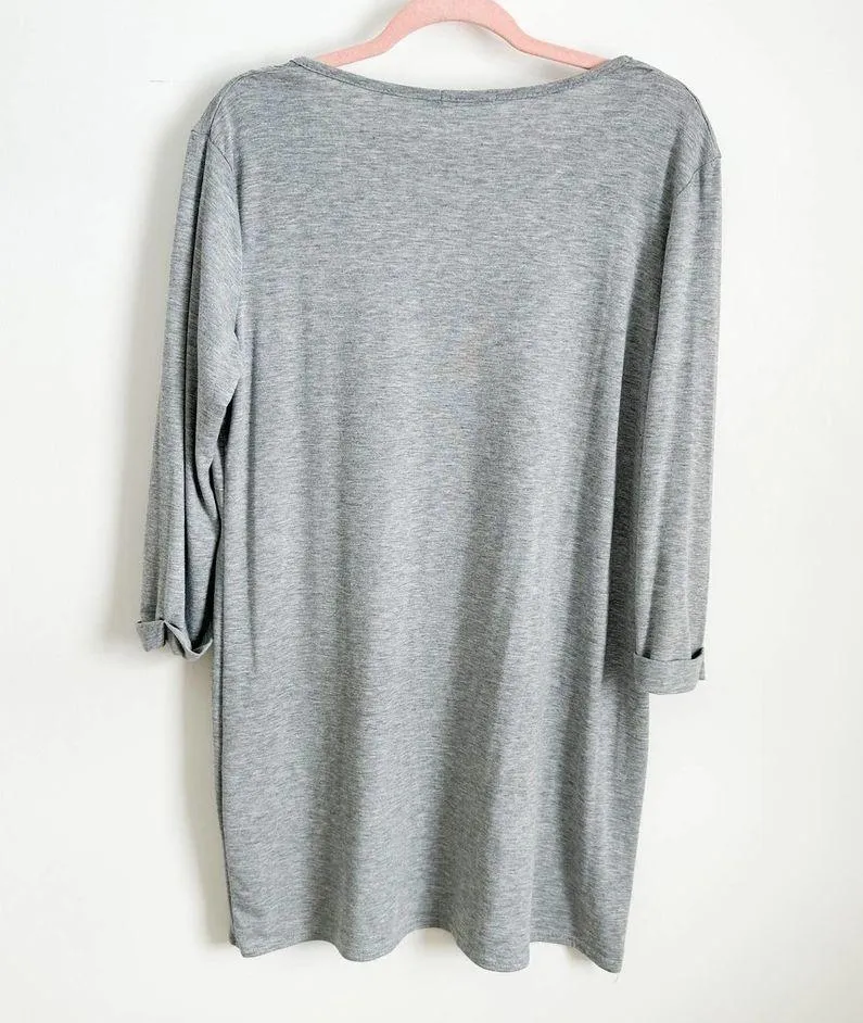 Boohoo Gray 3/4 Sleeve Casual Tee Shirt Mini Dress sz S/M - Image 6