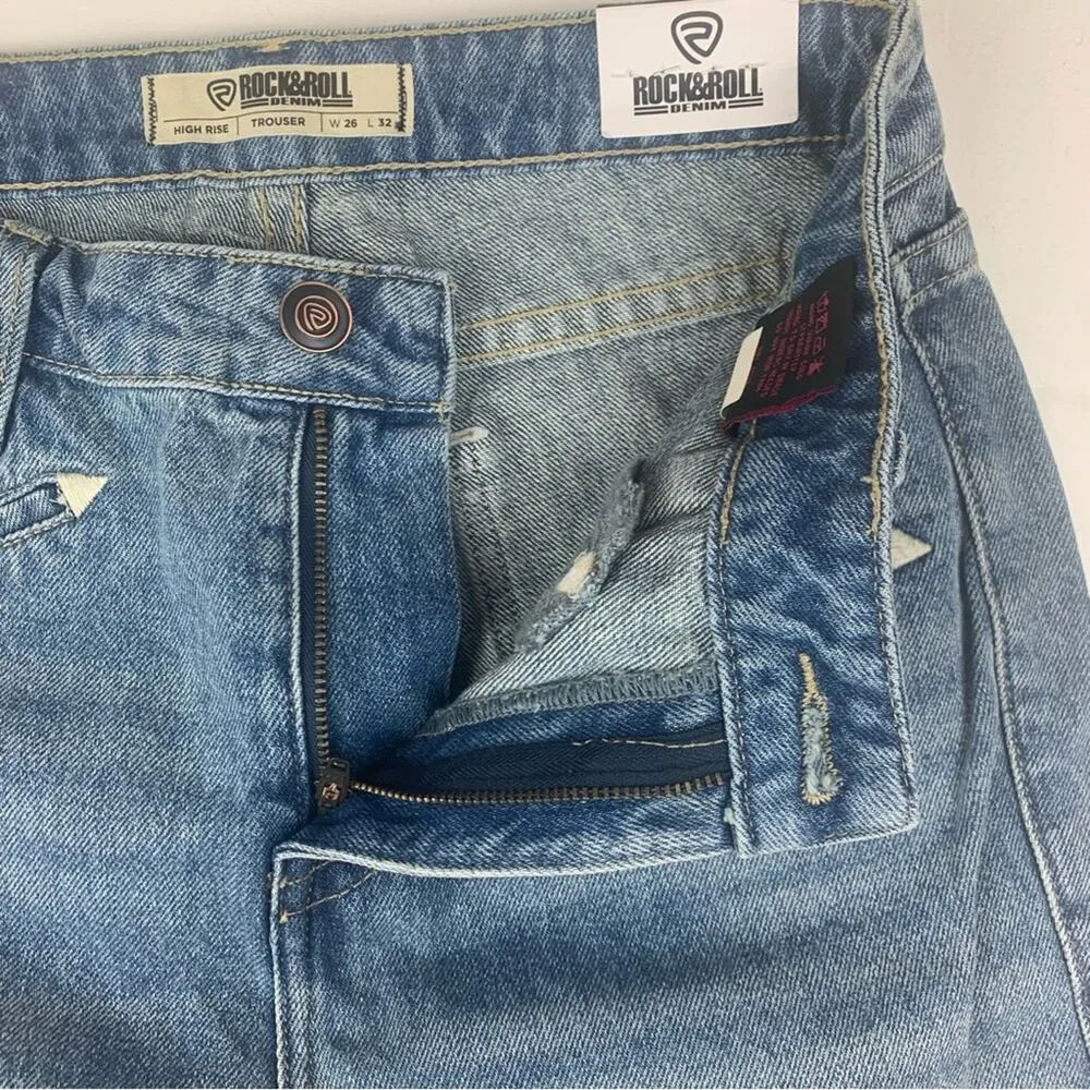 Rock N Roll Denim size 26 trouser new wide leg high rise jeans western riding Blue - Image 4