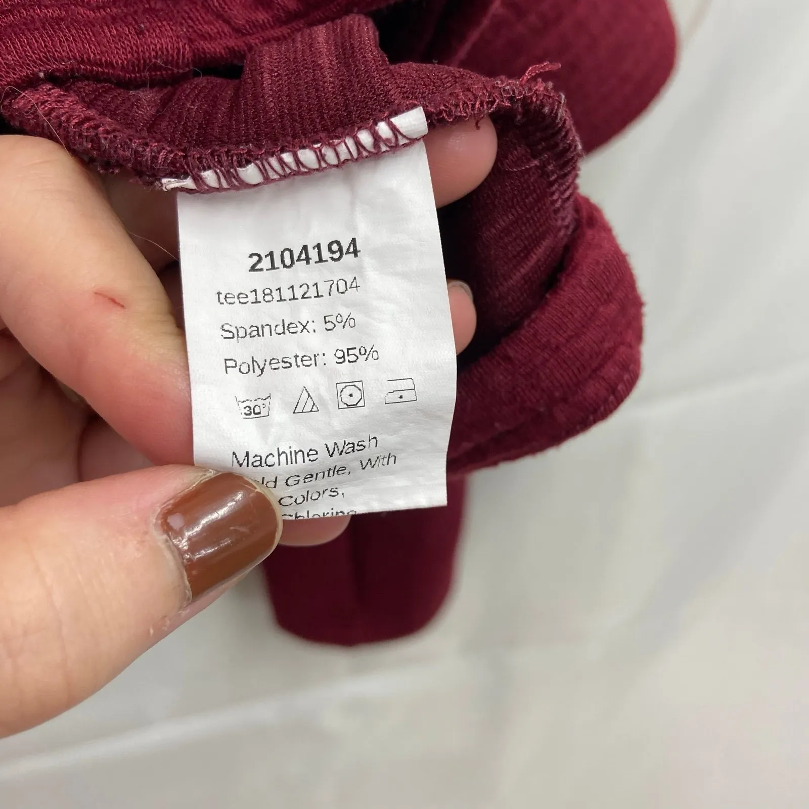 SHEIN women's dark red thick ribbed‎ cutout shoulder mock neck long sleeve shirt - Image 6