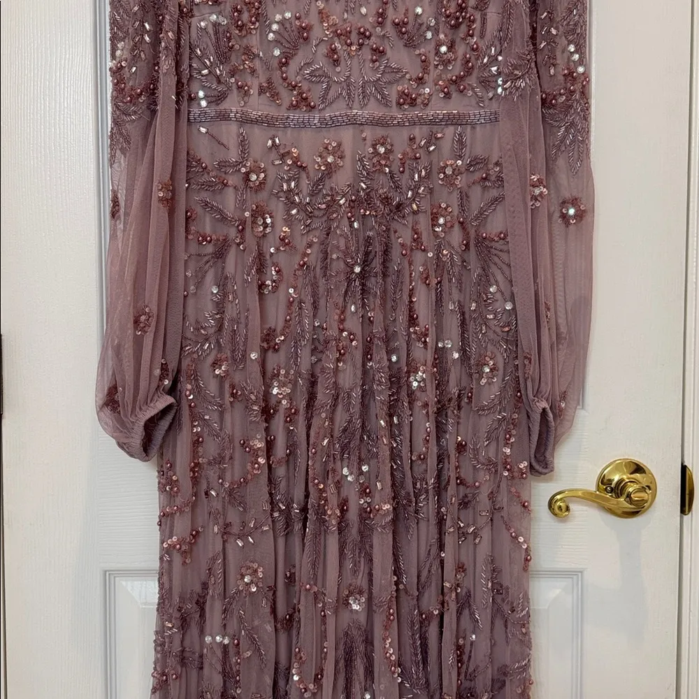 Mac Duggal 93930 Purple Puff Sleeve Embellished A Line Gown Size 10 NWT - Image 7