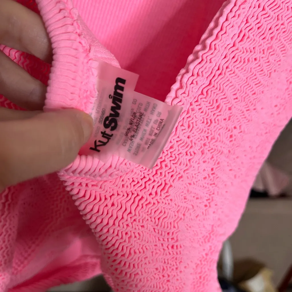 Kutswim Textured Barbie Pink Hunza Style Swimsuit L - Image 9