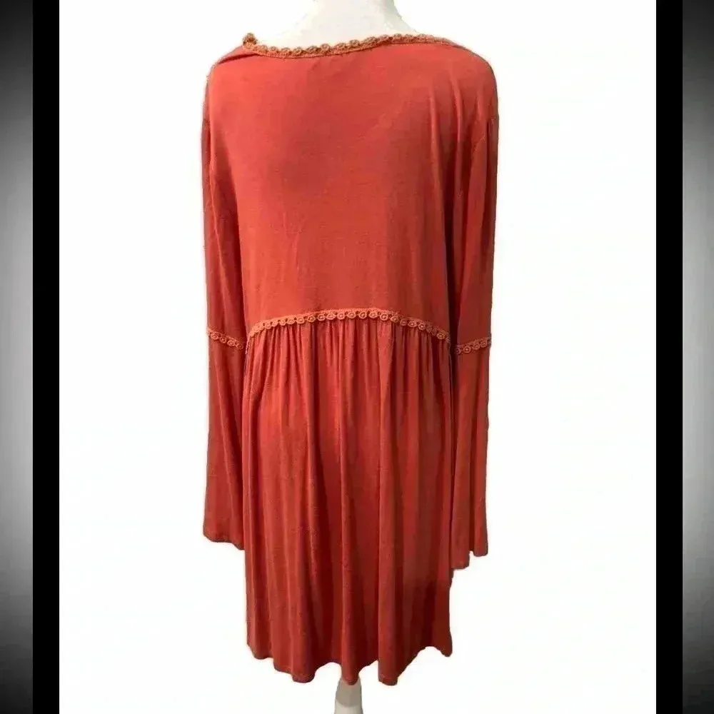 Easel Boutique brand midi Dress rust orange long sleeve dress trendy - Image 5