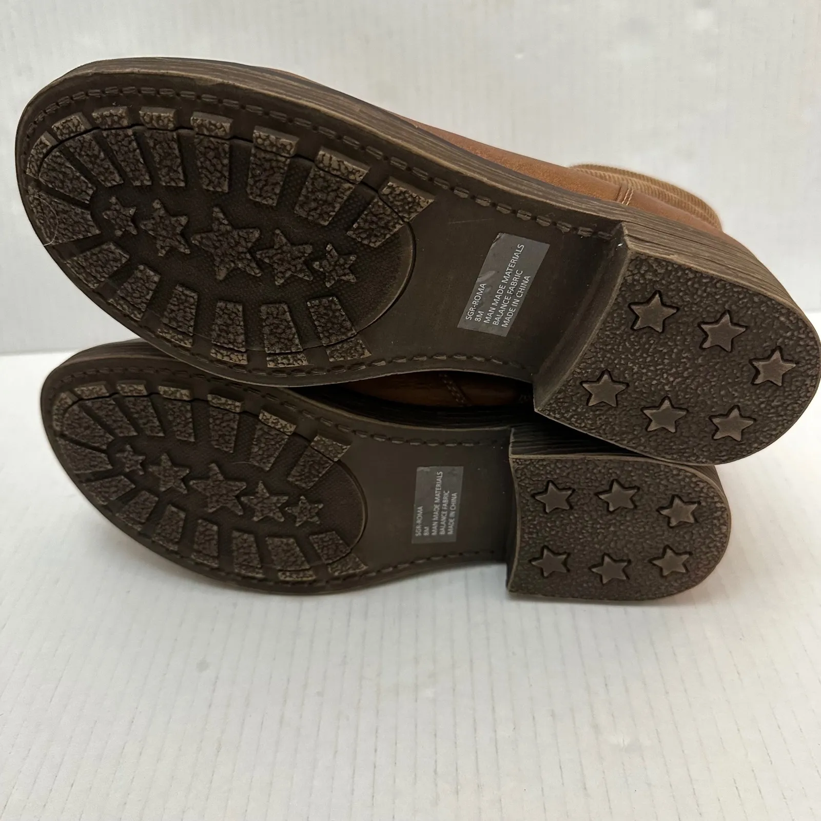 Sugar Faux Leather‎ Ankle Boots Womens 8 Roma Boots Red Laces and Plaid Lining Brown - Image 8