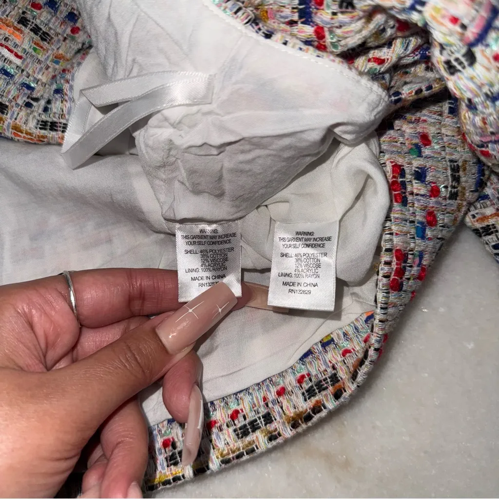 Song of Style Elma Tweed Jacket Top & Cloe Skort Set Rainbow Multi Two Piece Red Size M - Image 13