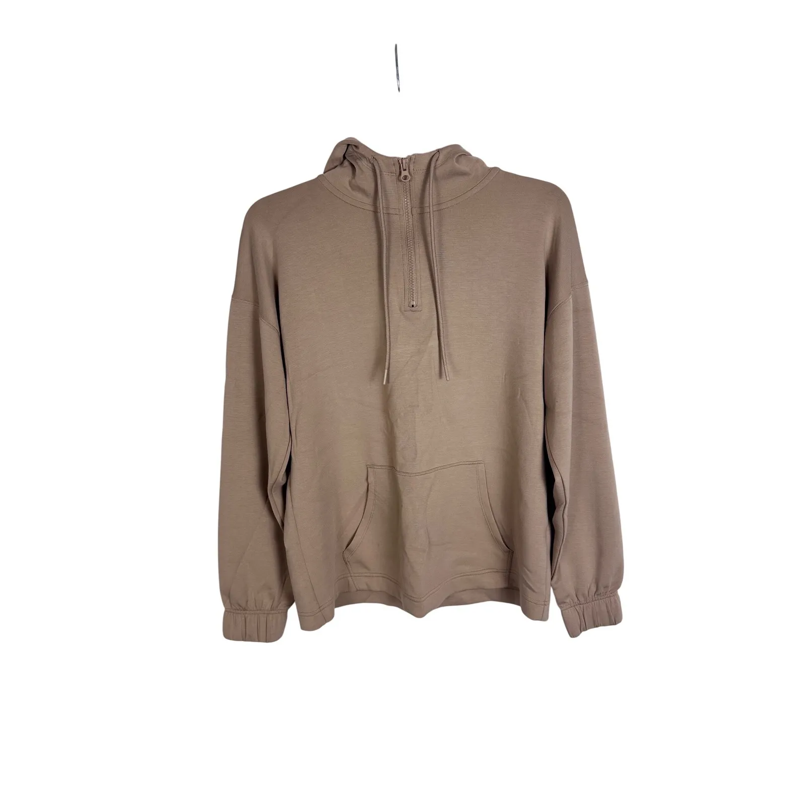 Ideology Women's Beige Quarter Zip Hoodie Sweatshirt Size Small Relaxed Fit - Image 2