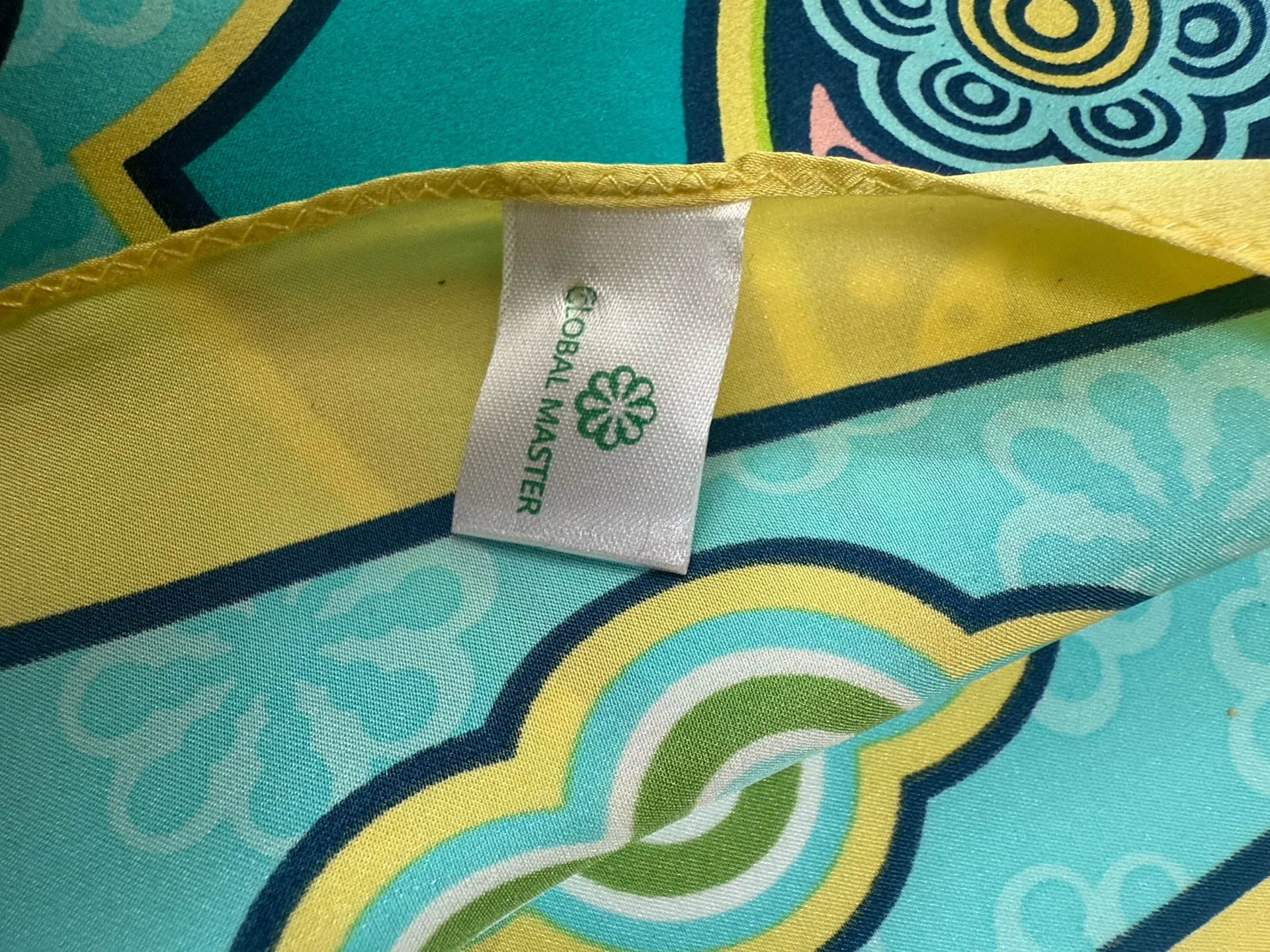 Vintage 100% Silk Scarf by Global Master Blue - Image 5